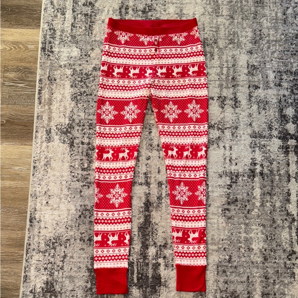 Red and White Reindeer Snowflake Leggings